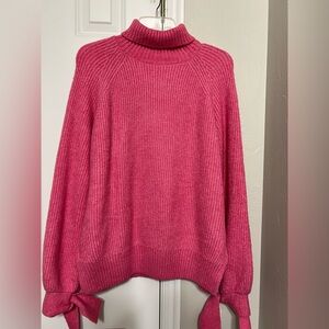 NWT Impeccable Pig Turtleneck Pink Sweater with Tie Sleeves